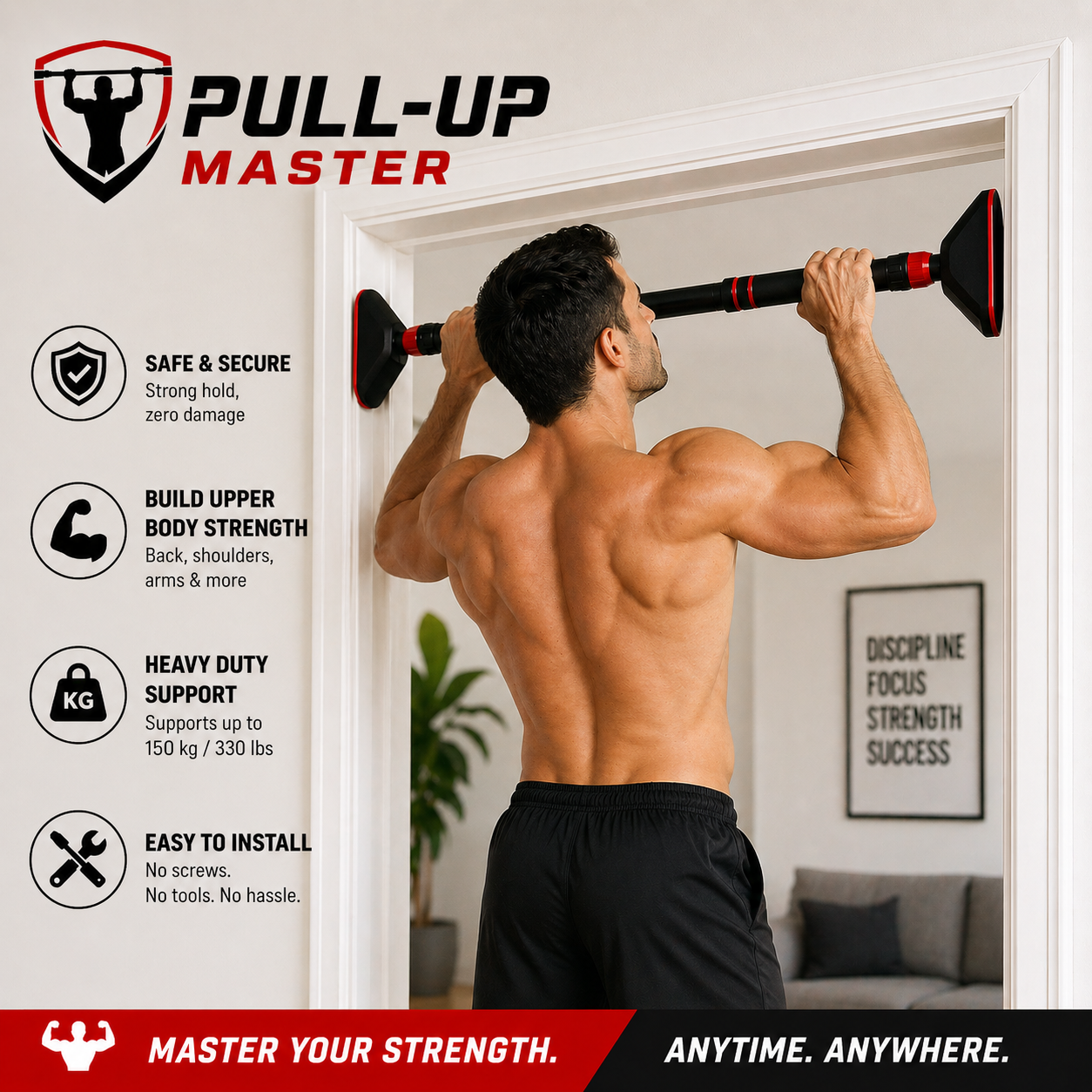 Pull Up Master Pro - Heavy Duty Multi-Grip Chin-Up Bar