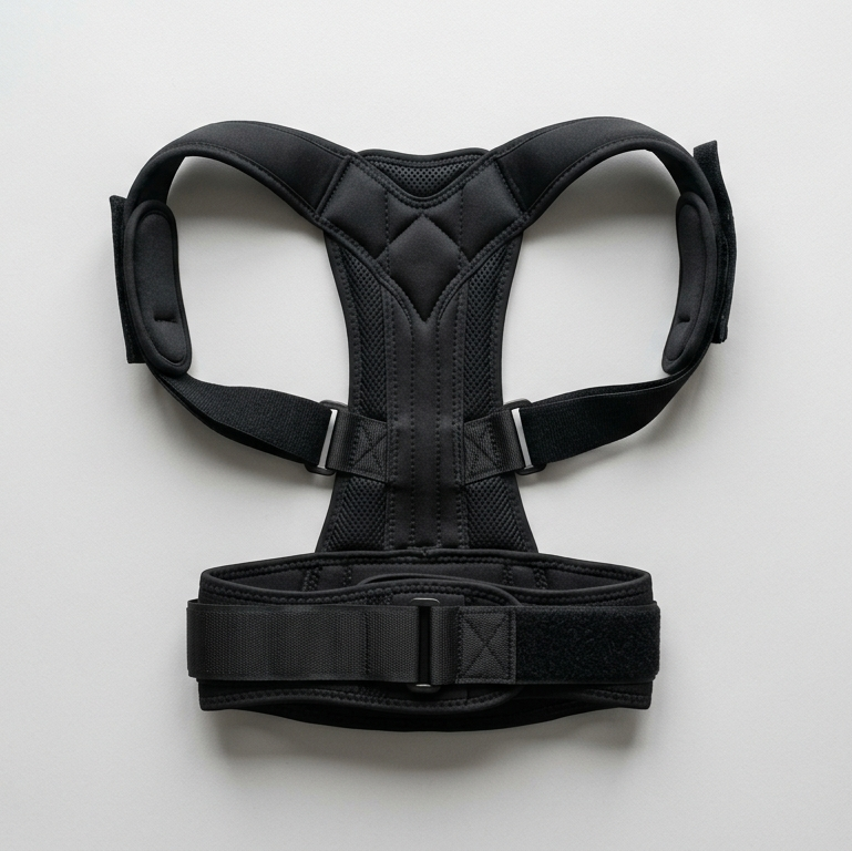 Black posture corrector on a white background